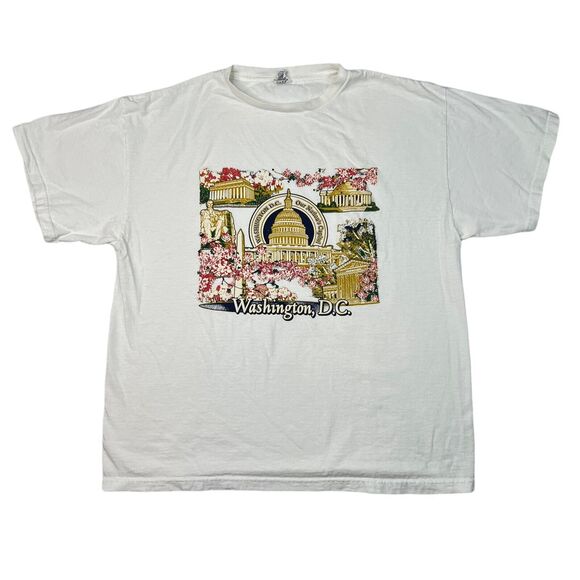 Delta Washington DC Graphic Tee Preshrunk Short Sleeve T-Shirt White Adult Large - Picture 1 of 4